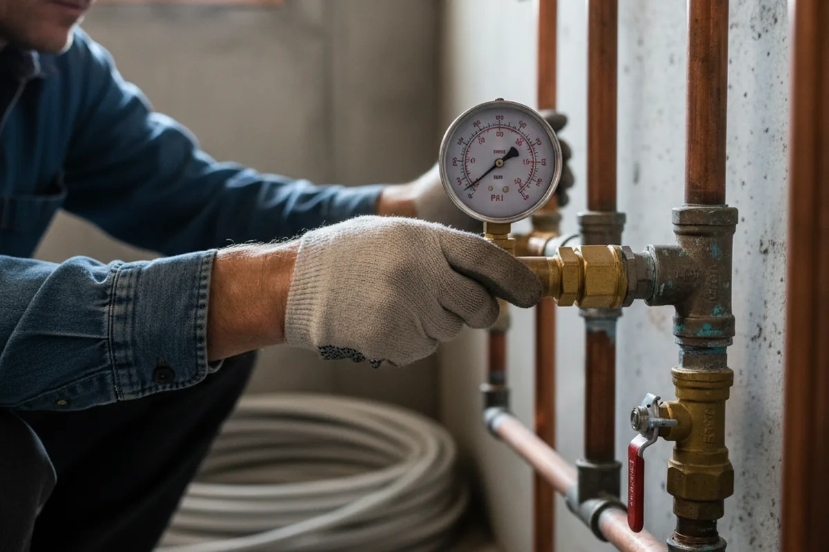 Pressure testing a repaired line during Water Line Repair in Monterey